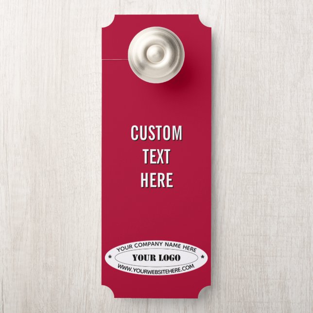 Aviso De Porta Branded Company Logo Text Door Hanger Template (Na maçaneta)