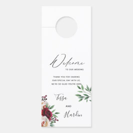 Aviso De Porta Burgundy Floral Wedor Hanger