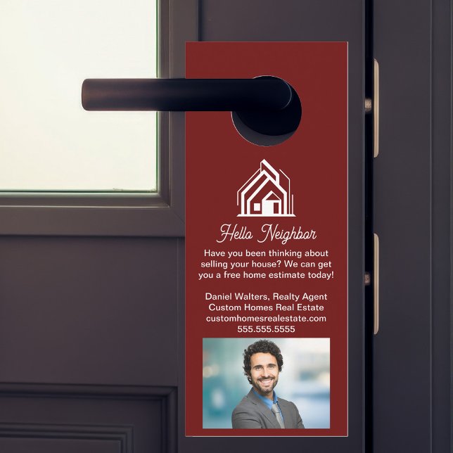 Aviso De Porta Burgundy Real Estate Company Advertising Realtor (Criador carregado)