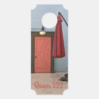 Aviso De Porta Cabeça de Portas Vermelhas de Guarda-chuvas Laranj