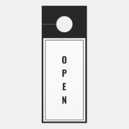 Aviso De Porta Cabeçalho de porta aberta preto e branco minimalis