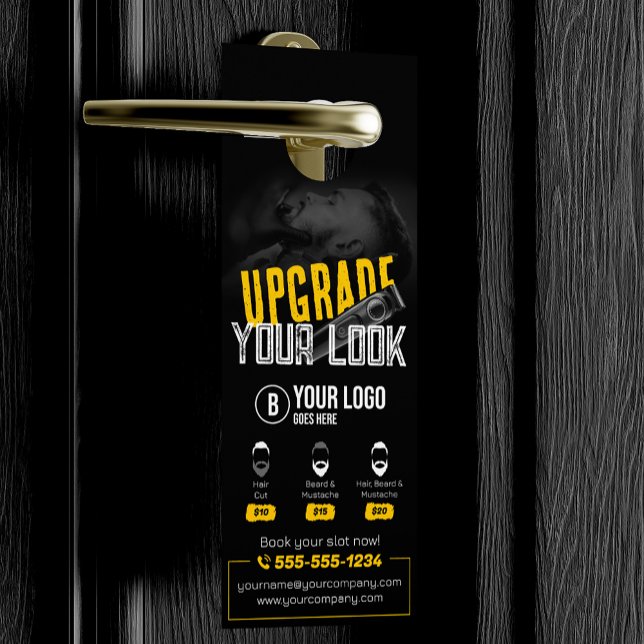 Aviso De Porta Cabeleireiro Barbearia Bold & Modern Bigode (Criador carregado)