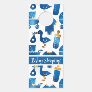 Aviso De Porta Carruagem de Frasco para Bebês Dourado azul