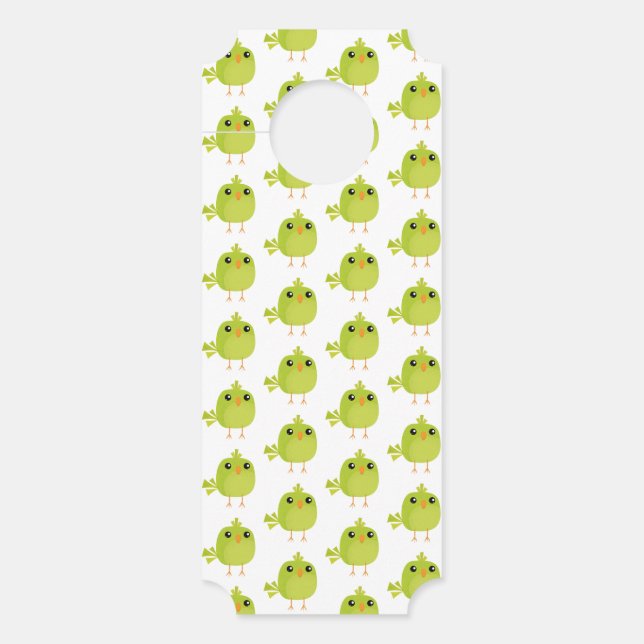 Aviso De Porta Cartoon de Pássaro Verde (Frente)