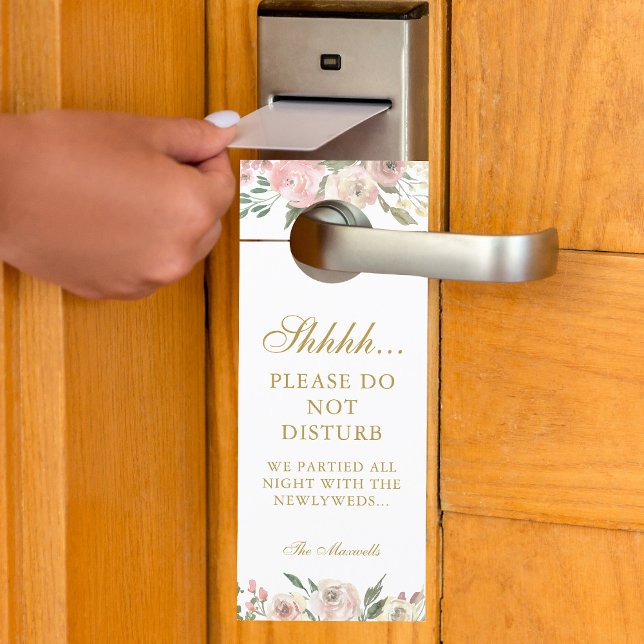 Aviso De Porta Casamento Dourado Rosa Elegante Não Incomodar (Criador carregado)