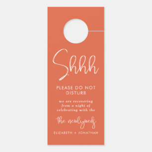 Aviso De Porta Casamento Laranja Vibrante Não Incomodar
