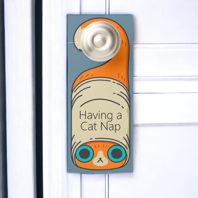 Aviso De Porta Cat Nap ou Adicionar seu próprio texto (Cat Nap or Add Your Own Text door hanger sign from Ricaso )