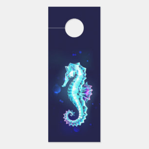 Aviso De Porta Cavalo de Gelo Cristal em Fundo Azul