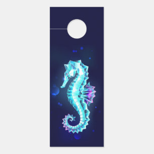 Aviso De Porta Cavalo de Gelo Cristal em Fundo Azul