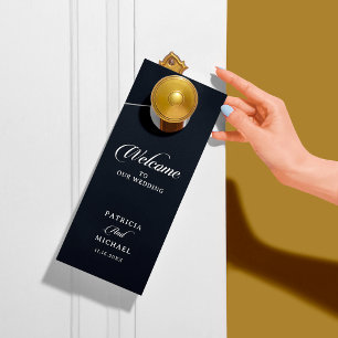 Aviso De Porta Clássica Caligrafia Preto Branco Casamento Bem-vin