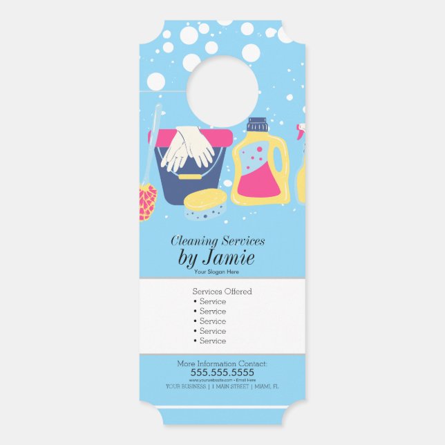 Aviso De Porta Cleaning Service Blue Business  (Frente)