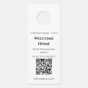 Aviso De Porta Código QR de Bem-Vindo em Minimalista Moderno para