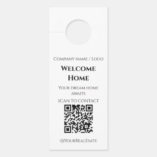 Aviso De Porta Código QR de Bem-Vindo em Minimalista Moderno para