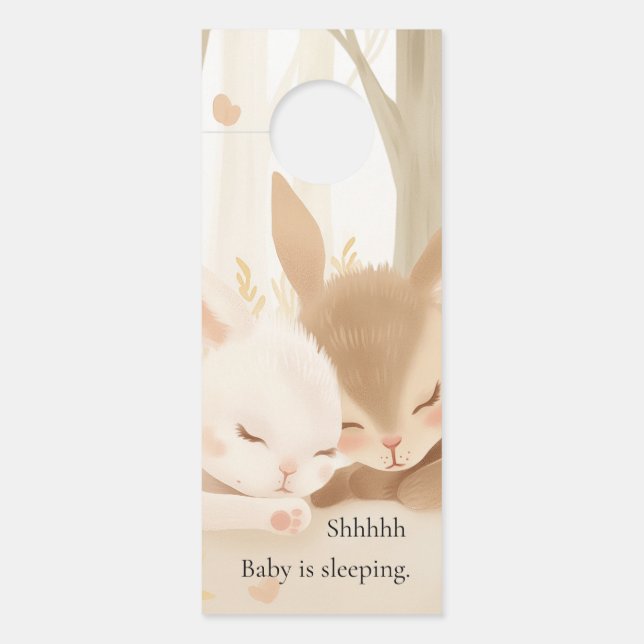 Aviso De Porta Coelho dormindo e provido (Frente)