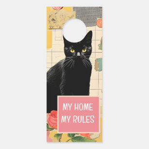 Aviso De Porta Colagem retrorativa de Gato Negro