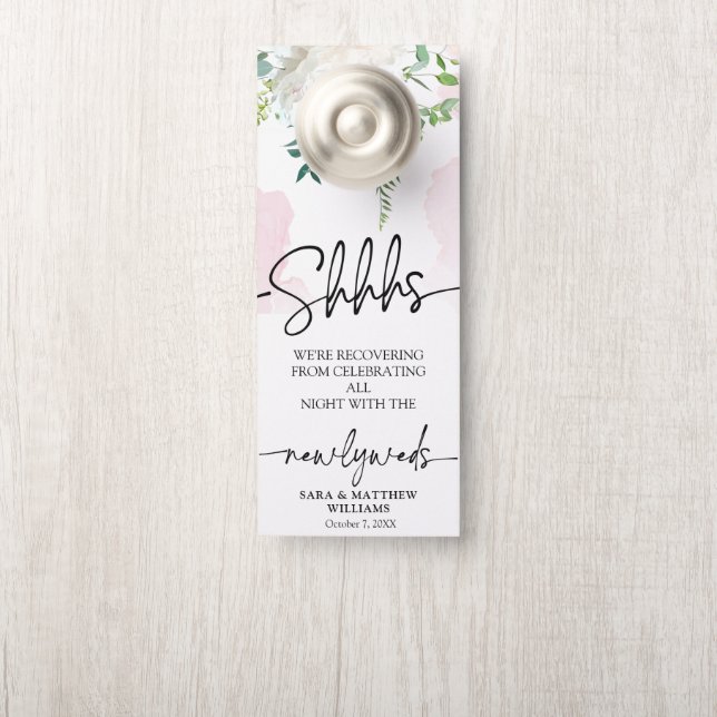 Aviso De Porta Colgador Para Puertas: Caligrafia Delicada Elegant (Na maçaneta)