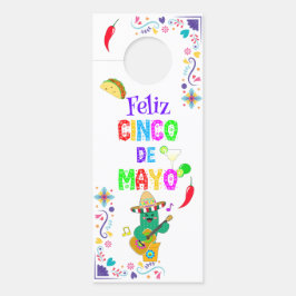 Aviso De Porta Colorido Cinco Festivos de Mayo 2025 Dançando Cact