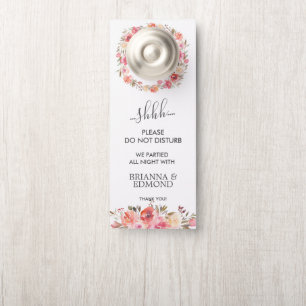 Aviso De Porta Convidado para Casamento Floral Rosa Sonho Não Inc