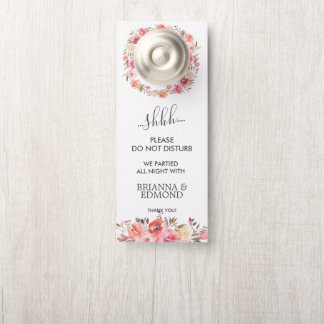 Aviso De Porta Convidado para Casamento Floral Rosa Sonho Não Inc
