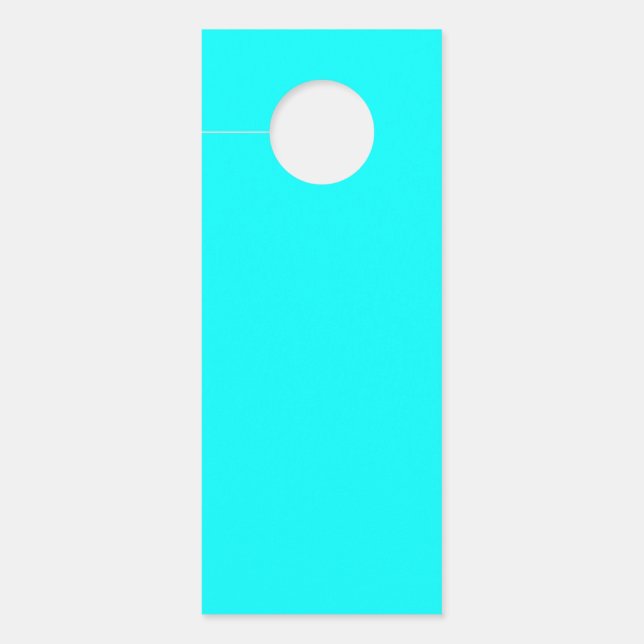 Aviso De Porta Cor Sólido Azul Neon | Clássico (Frente)