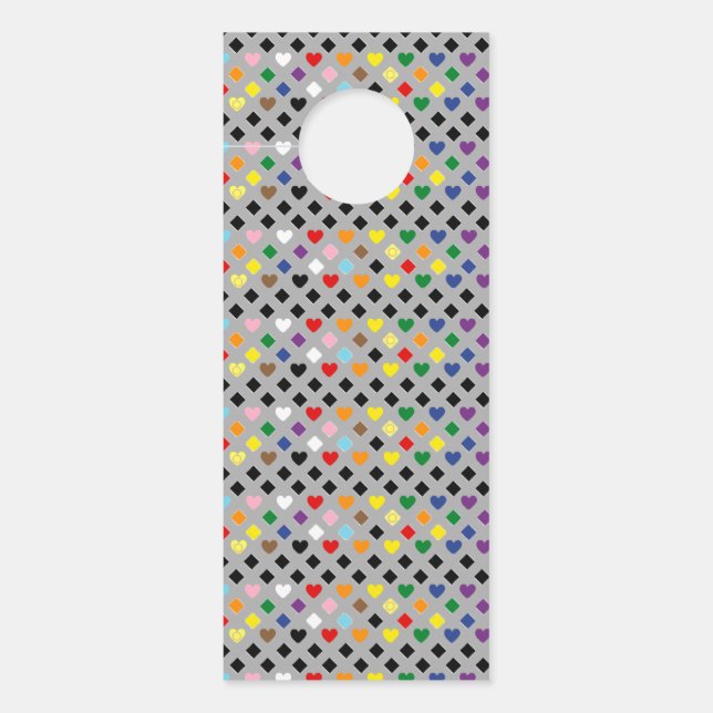 Aviso De Porta Corações Arco-Íris (Frente)