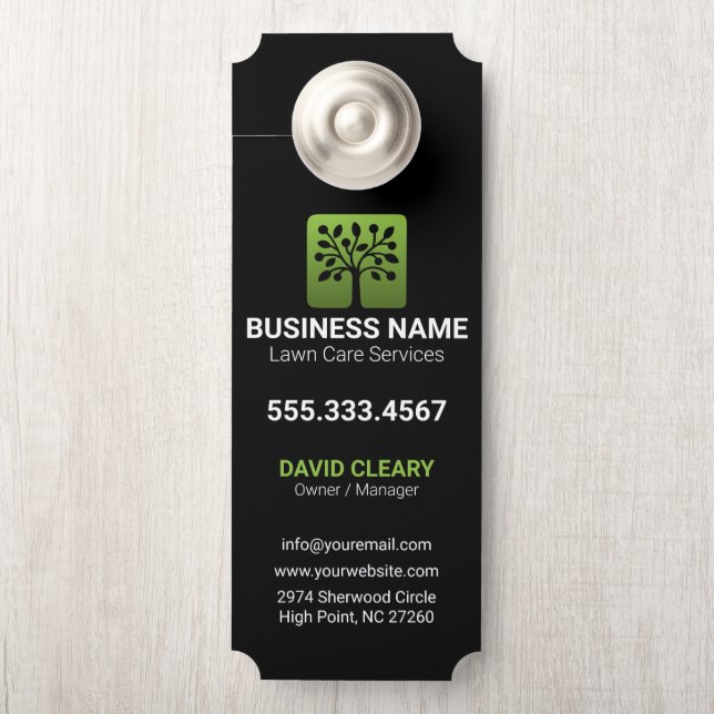 Aviso De Porta Cuidado com a árvore profissional de onda verde (Na maçaneta)