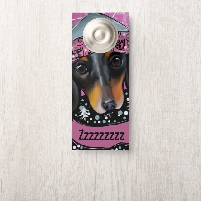 AVISO DE PORTA DACHSHUND  (Na maçaneta)