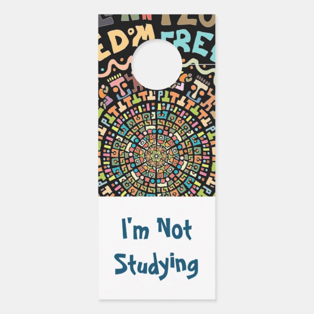 Aviso De Porta Design com letras coloridas (Verso)