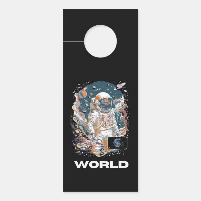 Aviso De Porta Design do Astronauta Mundial (Frente)