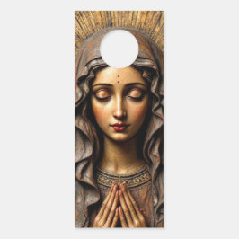 Aviso De Porta Devoção Esculpida Madeira Maria