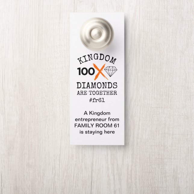 Aviso De Porta Diamantes de Reino Personalizado rm61 (Na maçaneta)