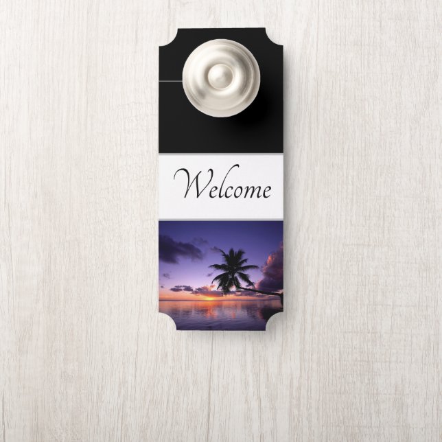 Aviso De Porta Door Hanger Bem-vindo ao Sunset Havaiano (Na maçaneta)