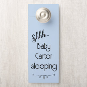 Aviso De Porta Dormir Azul Personalizado