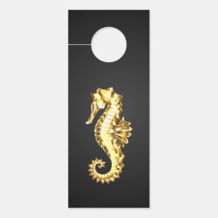Aviso De Porta Dourado Cavalo de Mar Poligonal