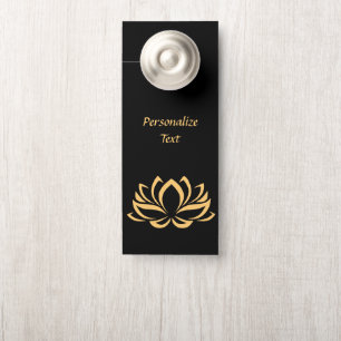 Aviso De Porta Dourado Elegante Lotus Flower Zen Yoga Personaliza