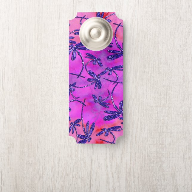 Aviso De Porta Dragonfly Flig Peachy Rosa (Na maçaneta)
