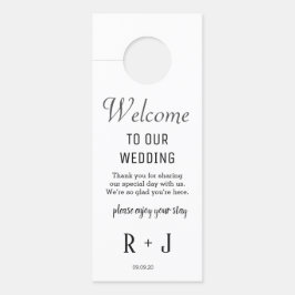 Aviso De Porta Elegante White Monogramme Wedding Hotel Inicial