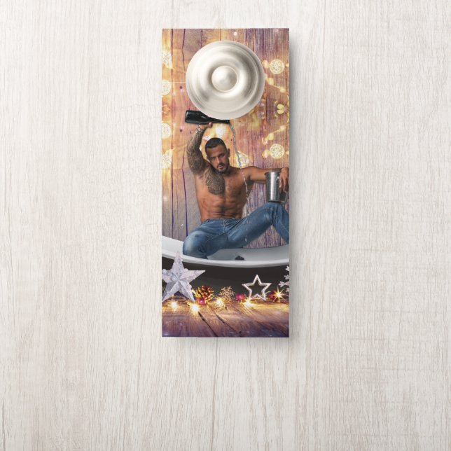 Aviso De Porta EscorregadioJoe estrelas douradas prateadas luzes  (Na maçaneta)