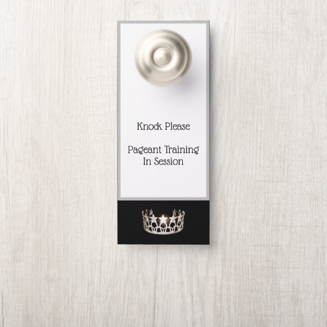 Aviso De Porta Estilo americano Pageant SLVR Crown Door Hanger (Na maçaneta)