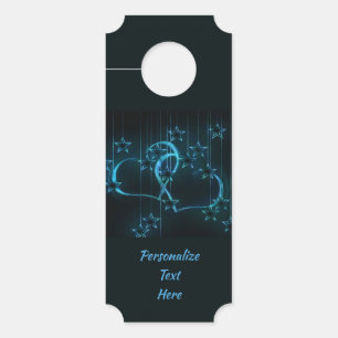 Aviso De Porta Estrelas do Néon Azul Elegante e Romântica