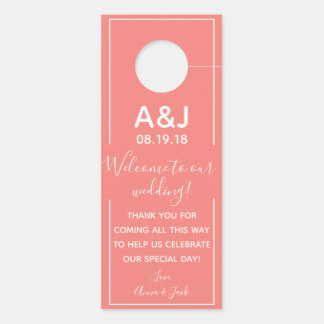 Aviso De Porta Etiqueta de Casamento de Boas-vindas e DND Coral