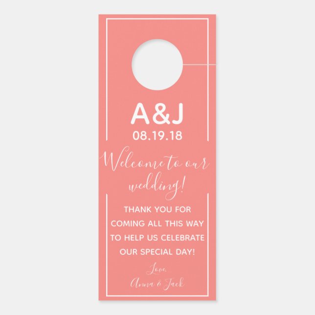 Aviso De Porta Etiqueta de Casamento de Boas-vindas e DND Coral (Verso)