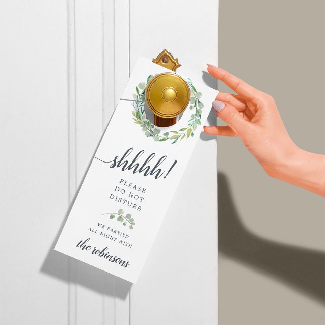 Aviso De Porta Eucalyptus Wreath Wedch Welcome/Do Not Disturb (Criador carregado)