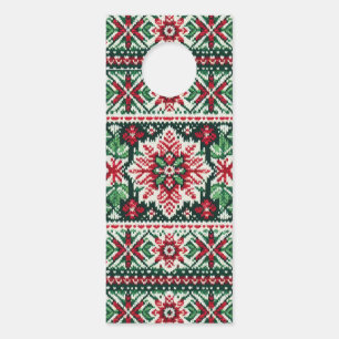 Aviso De Porta Feira de Natal/Inverno vermelha e verde