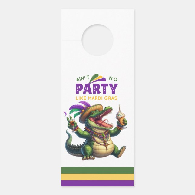 Aviso De Porta Feliz Mardi Gras Alligator (Frente)