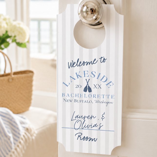 Aviso De Porta Fim de Semana de Despedida de Solteira à Beira do  (Coastal Lakeside Bachelorette Weekend Door Hanger)