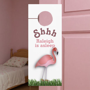 Aviso De Porta Flamingo Para Bebê Dormente
