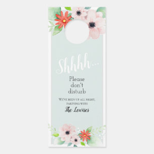 Aviso De Porta Floral Elegante Não Incomodar Boas-Vindas