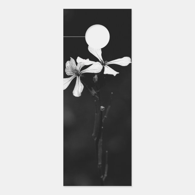 Aviso De Porta floral preto e branco mínimo (Frente)