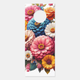 Aviso De Porta Floral/Primavera Zinnia/Rosa